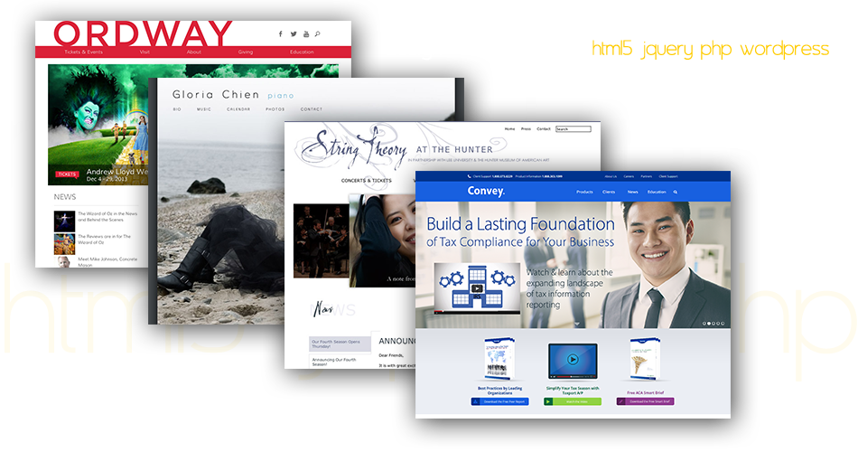 design + development : html5 jquery php wordpress